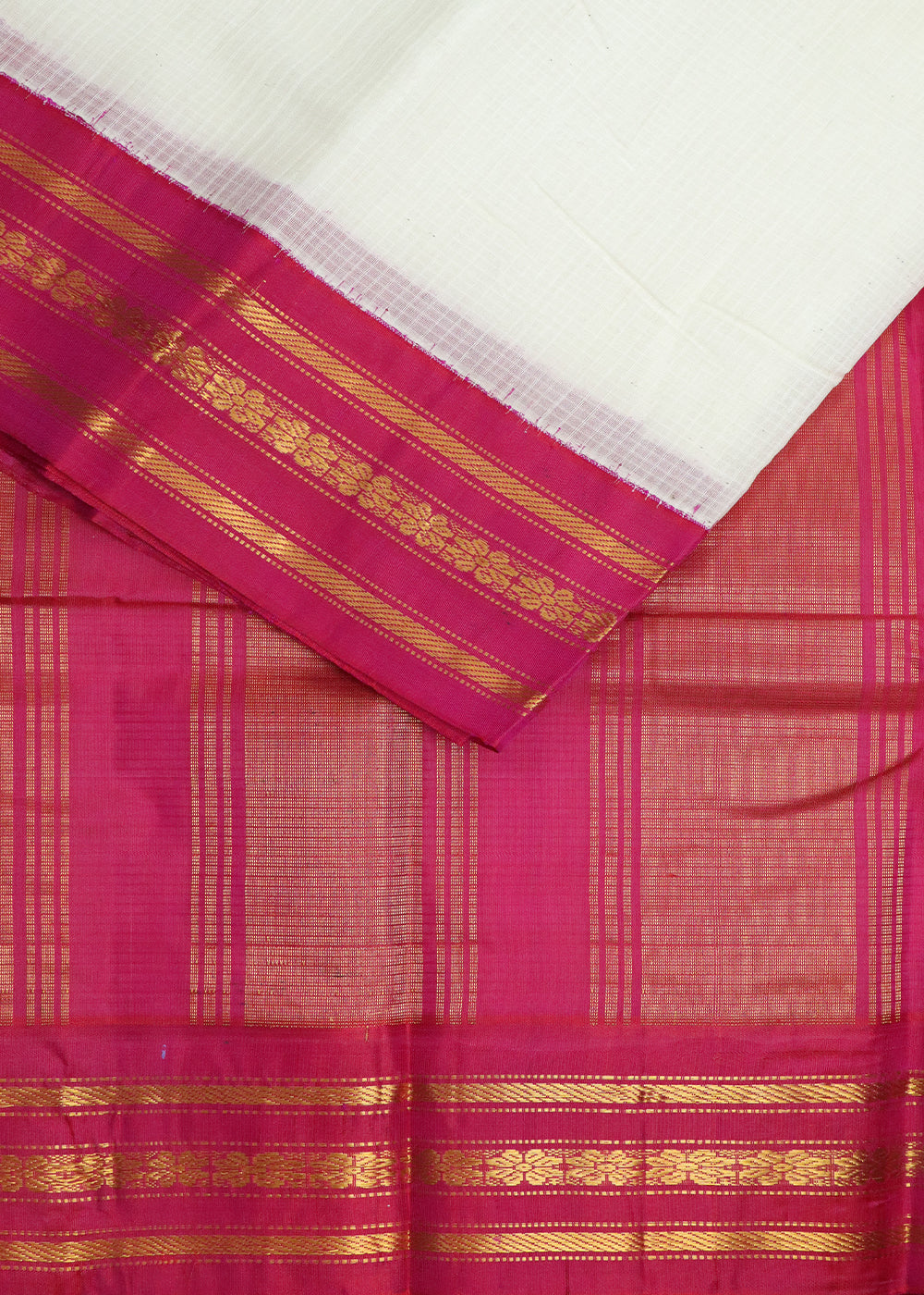 Half white color Gadwal cotton saree