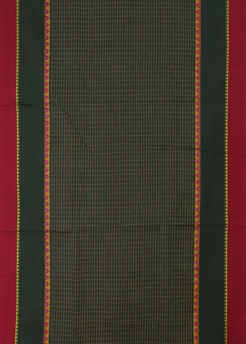 Dark green color narayanpet 9 yards cotton saree