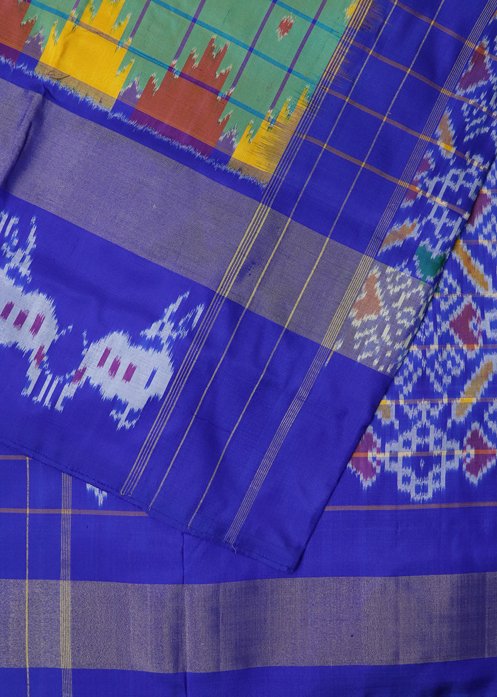 Multi shade color handloom rajkot silk saree