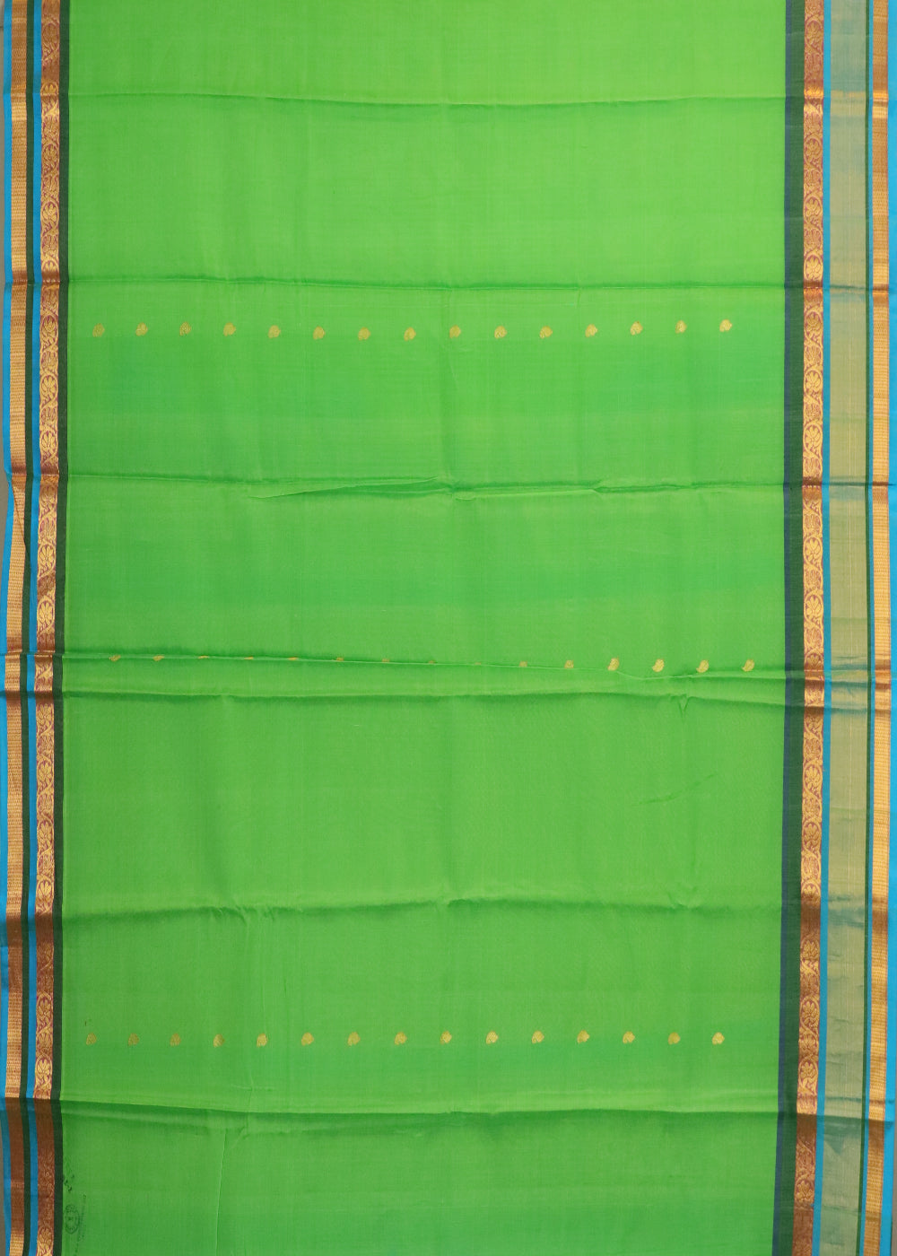 Parrot green color Handloom Gadwal sico saree