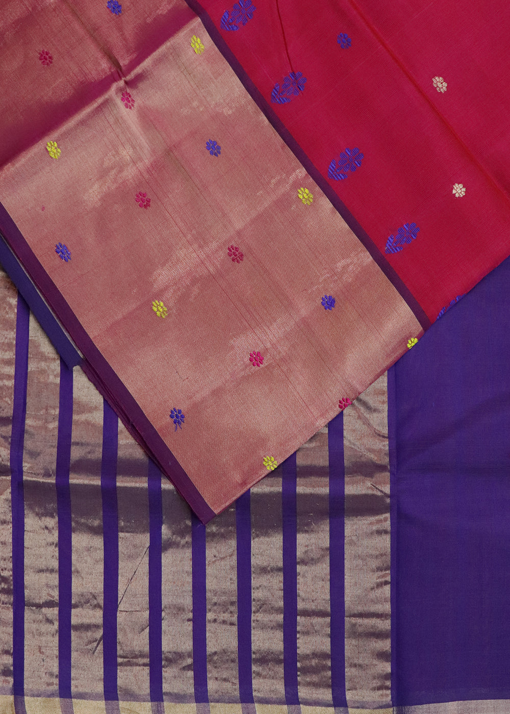 Ruby pink color handloom venkatagiri sico saree