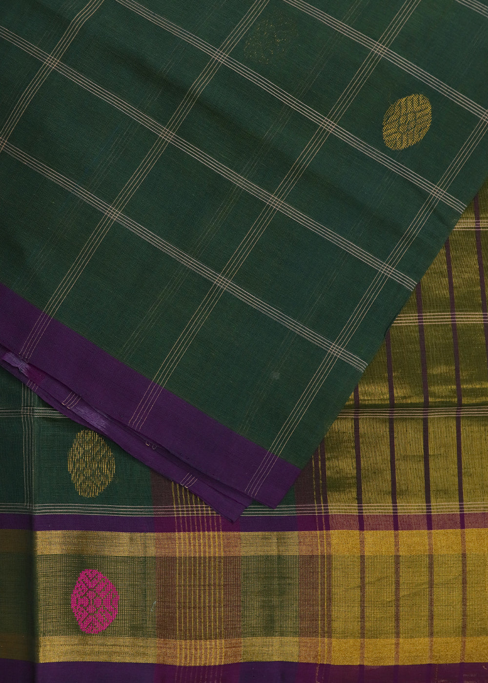 Hunter green color handloom venkatagiri cotton saree