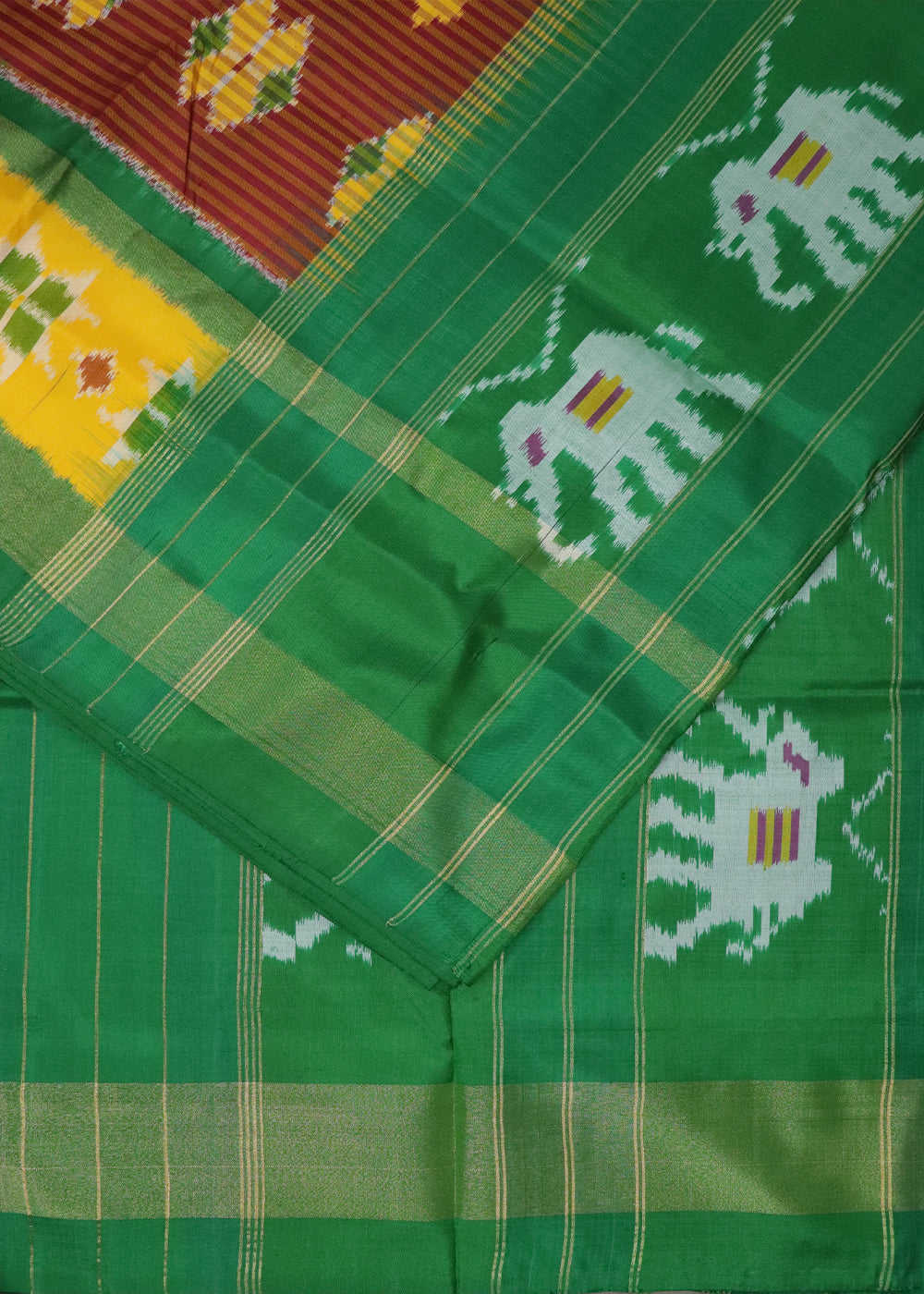 Multi-color handloom rajkot silk saree