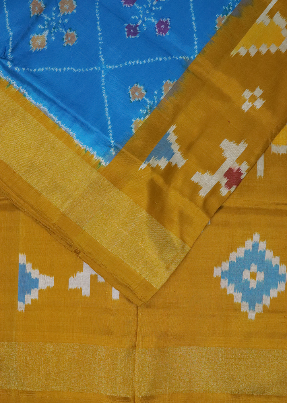 Sapphire blue color handloom rajkot silk saree