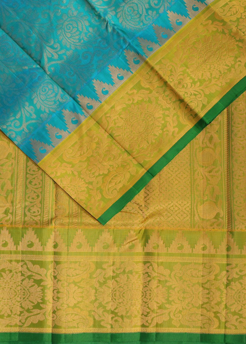 Turkish blue color handloom Gadwal Silk saree