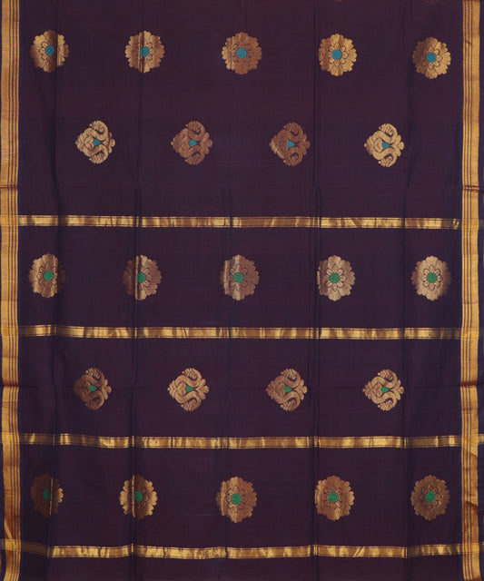 Eggplant violet handloom Rajahmundry fancy cotton saree
