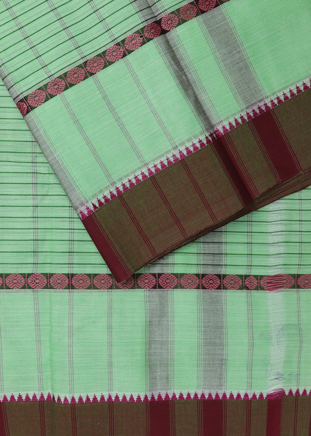 Mint green color narayanpet 9 yards cotton saree