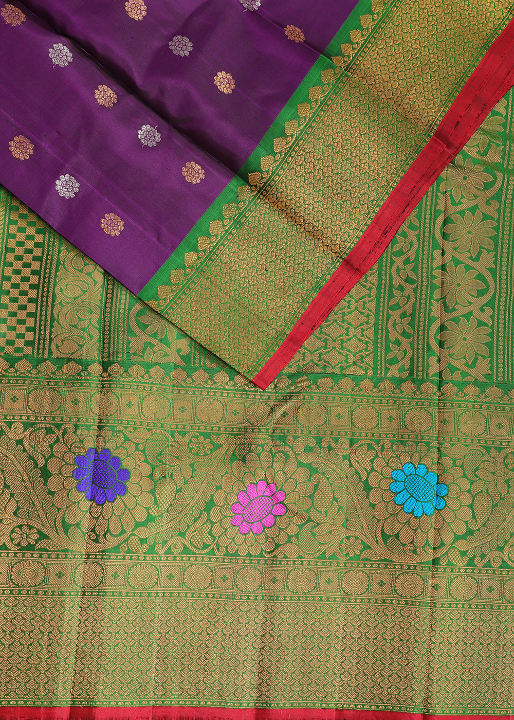 Lollipop violet color handloom Gadwal Silk saree