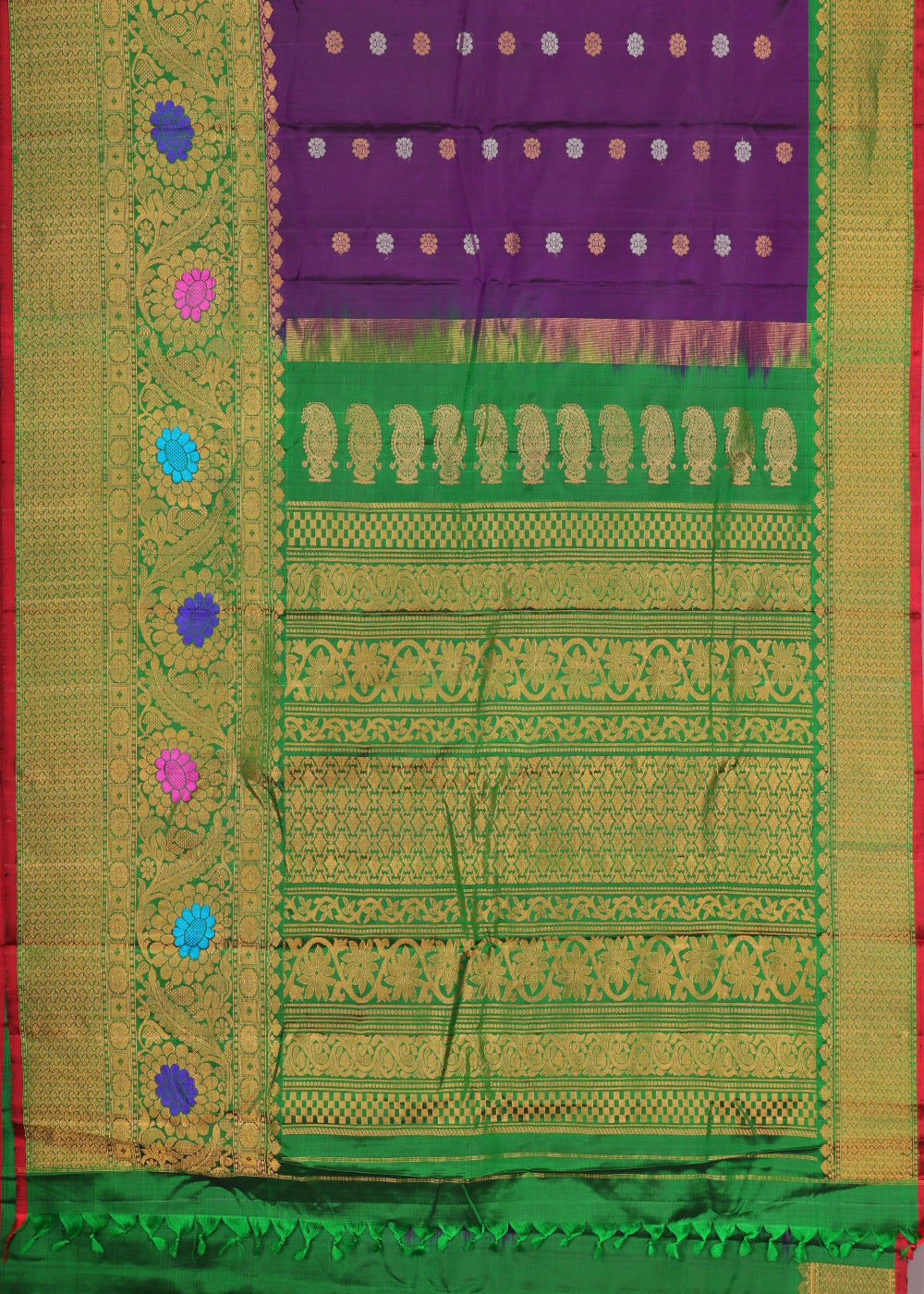 Lollipop violet color handloom Gadwal Silk saree