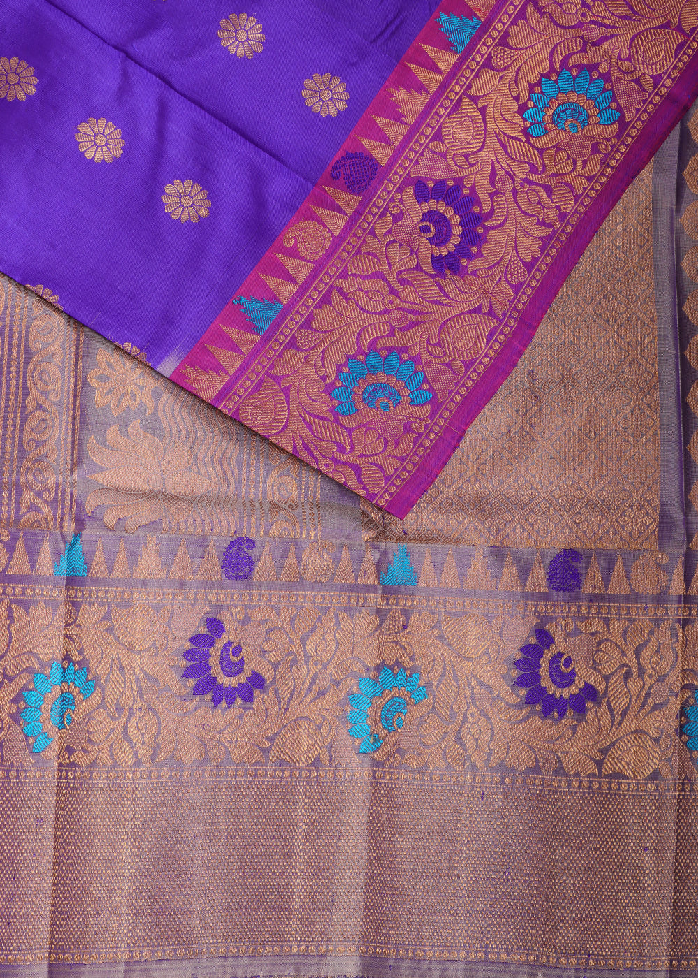 Blue color handloom Gadwal Silk saree