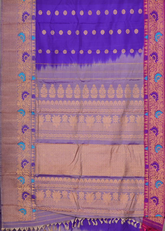 Blue color handloom Gadwal Silk saree