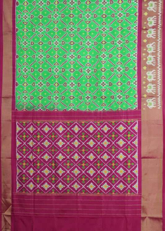 Green color handloom rajkot silk saree