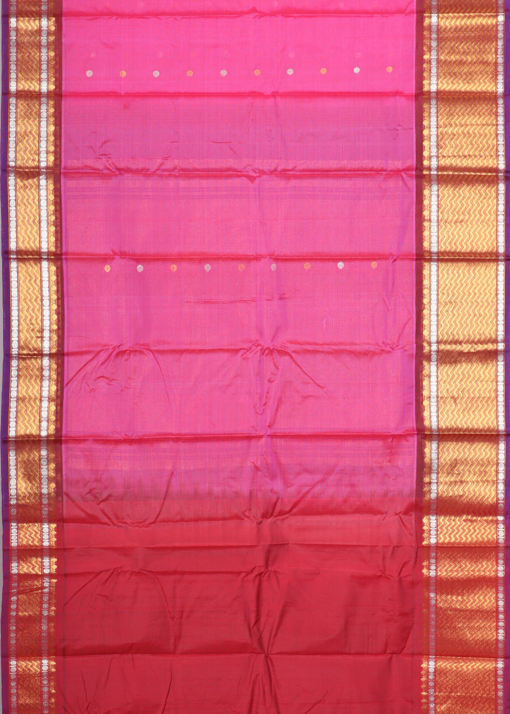 Cerise pink color Handloom Gadwal sico saree