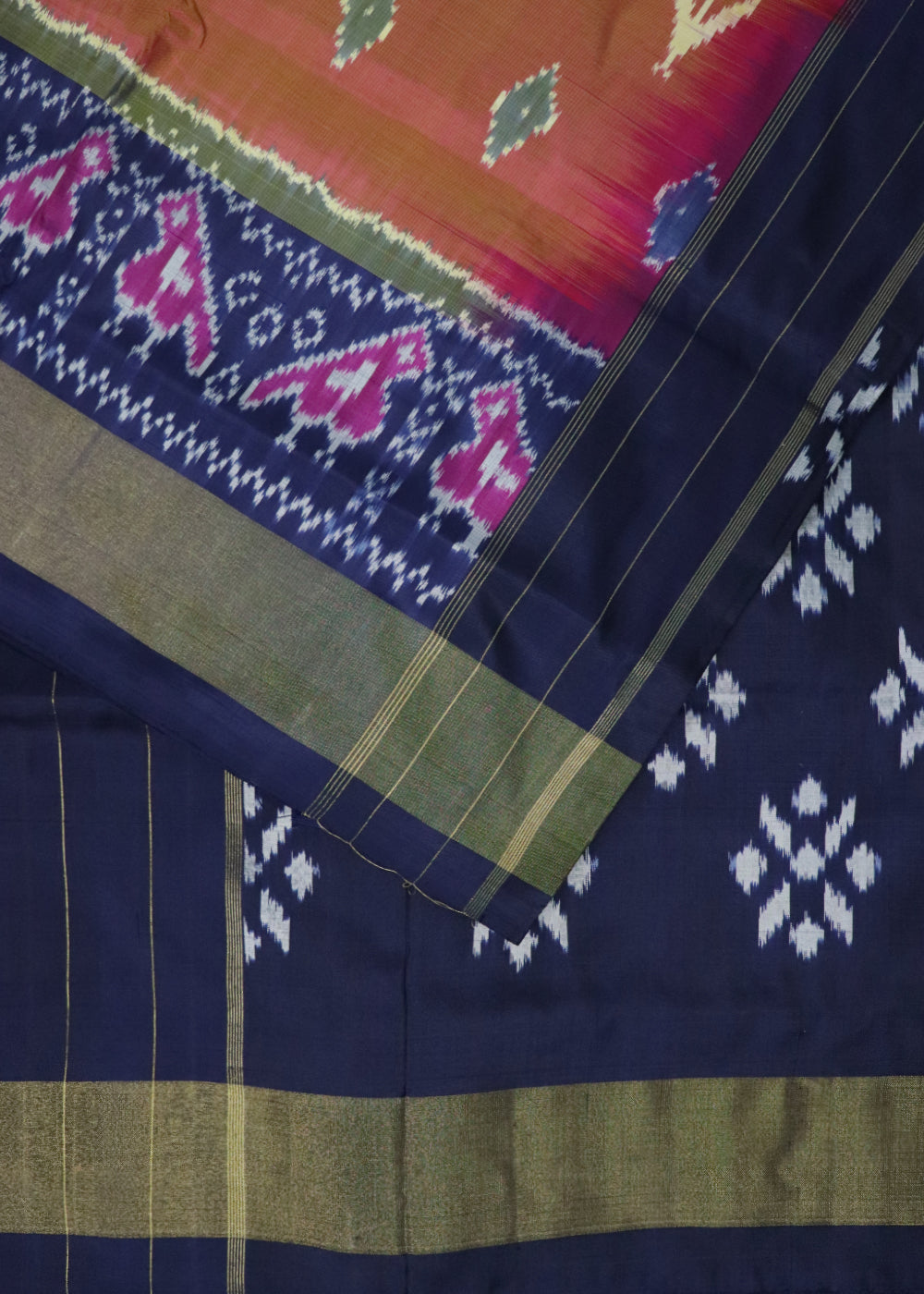 Multi-shade color handloom rajkot silk saree