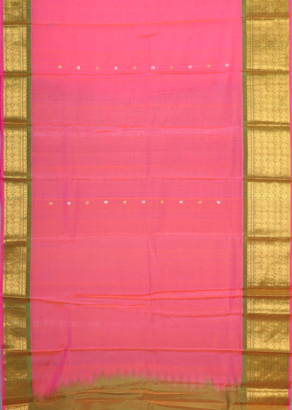 Creamy pink color Handloom Gadwal sico saree