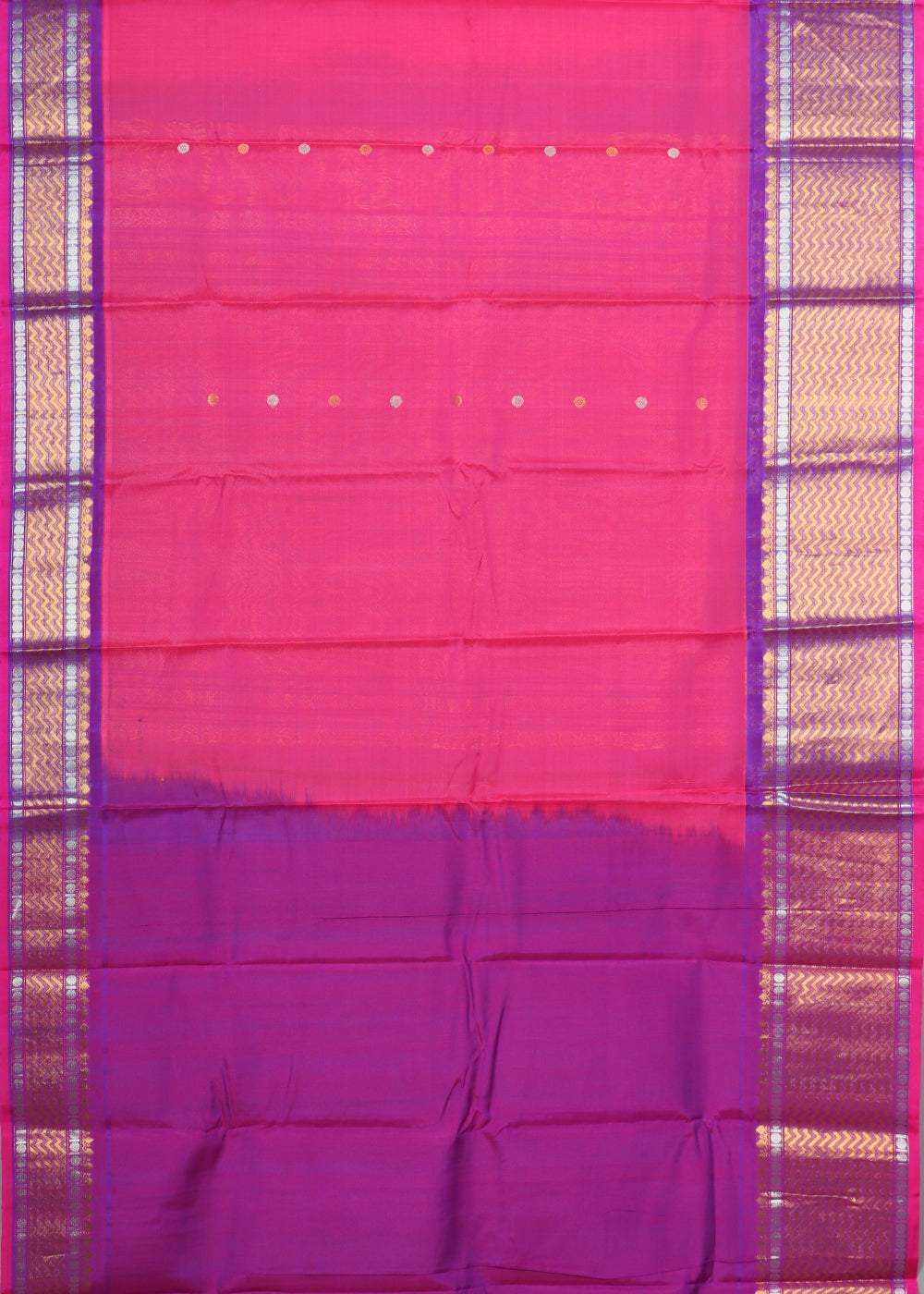 Magenta pink color Handloom Gadwal sico saree