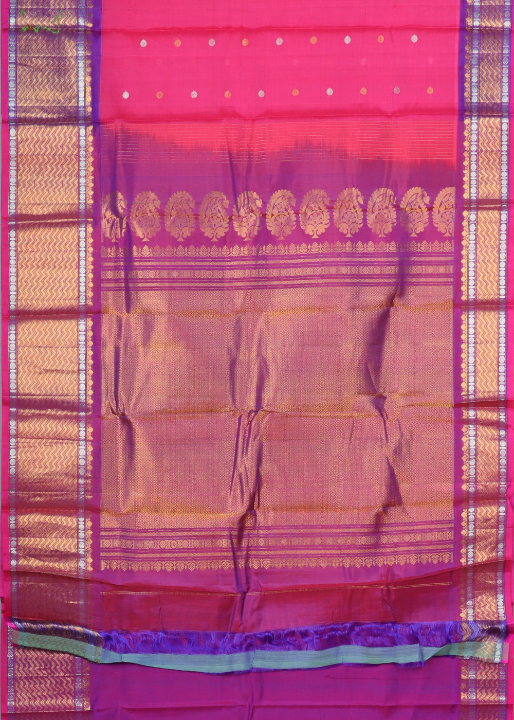 Magenta pink color Handloom Gadwal sico saree