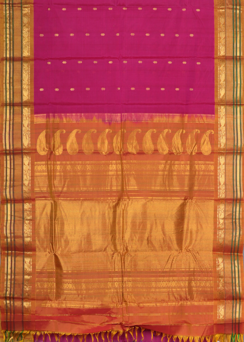 Ruby pink color Handloom Gadwal sico saree