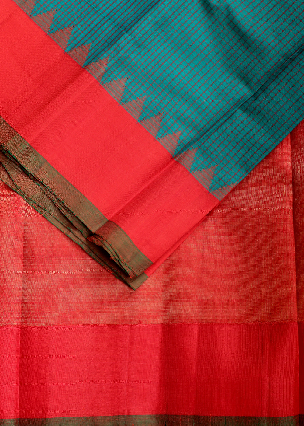 Pine green color Handloom Gadwal sico saree