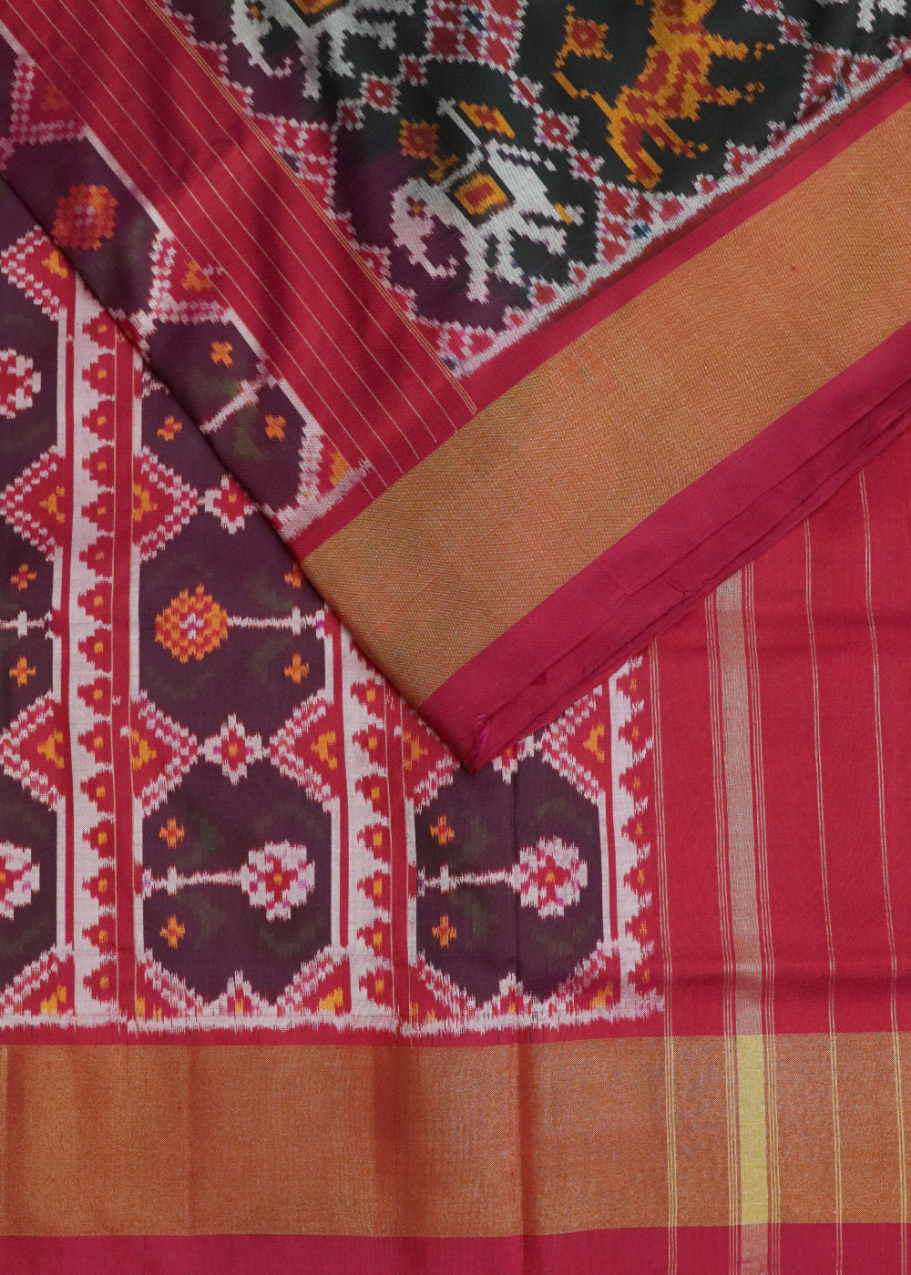 Black color handloom rajkot silk saree