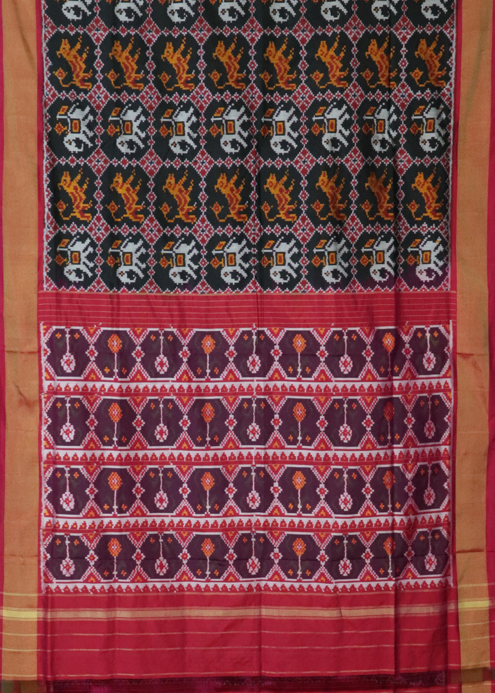 Black color handloom rajkot silk saree