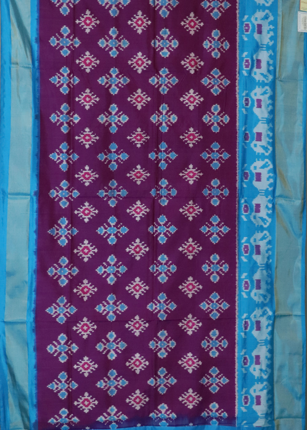 Dark violet color handloom rajkot silk saree