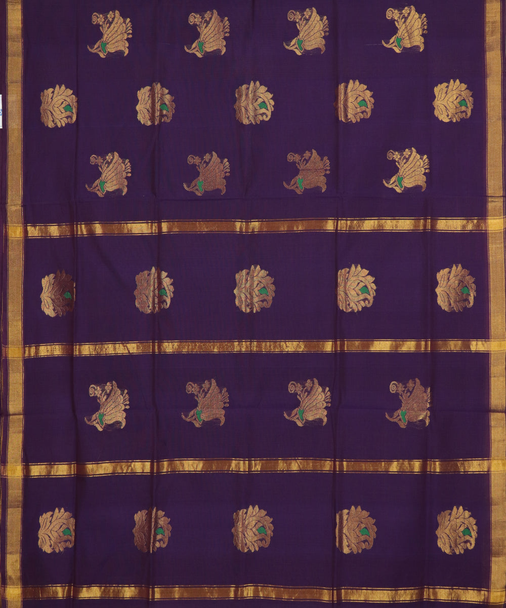 Eggplant violet handloom Rajahmundry fancy cotton saree