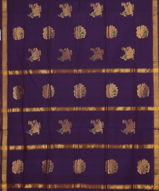 Eggplant violet handloom Rajahmundry fancy cotton saree