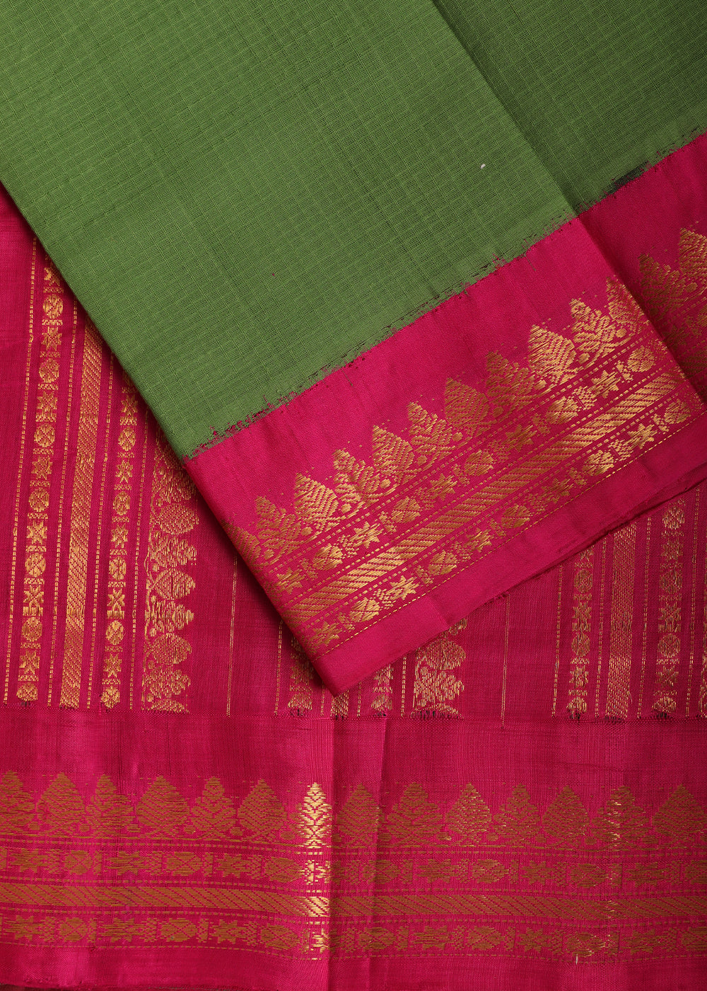 Fern green color Gadwal cotton saree