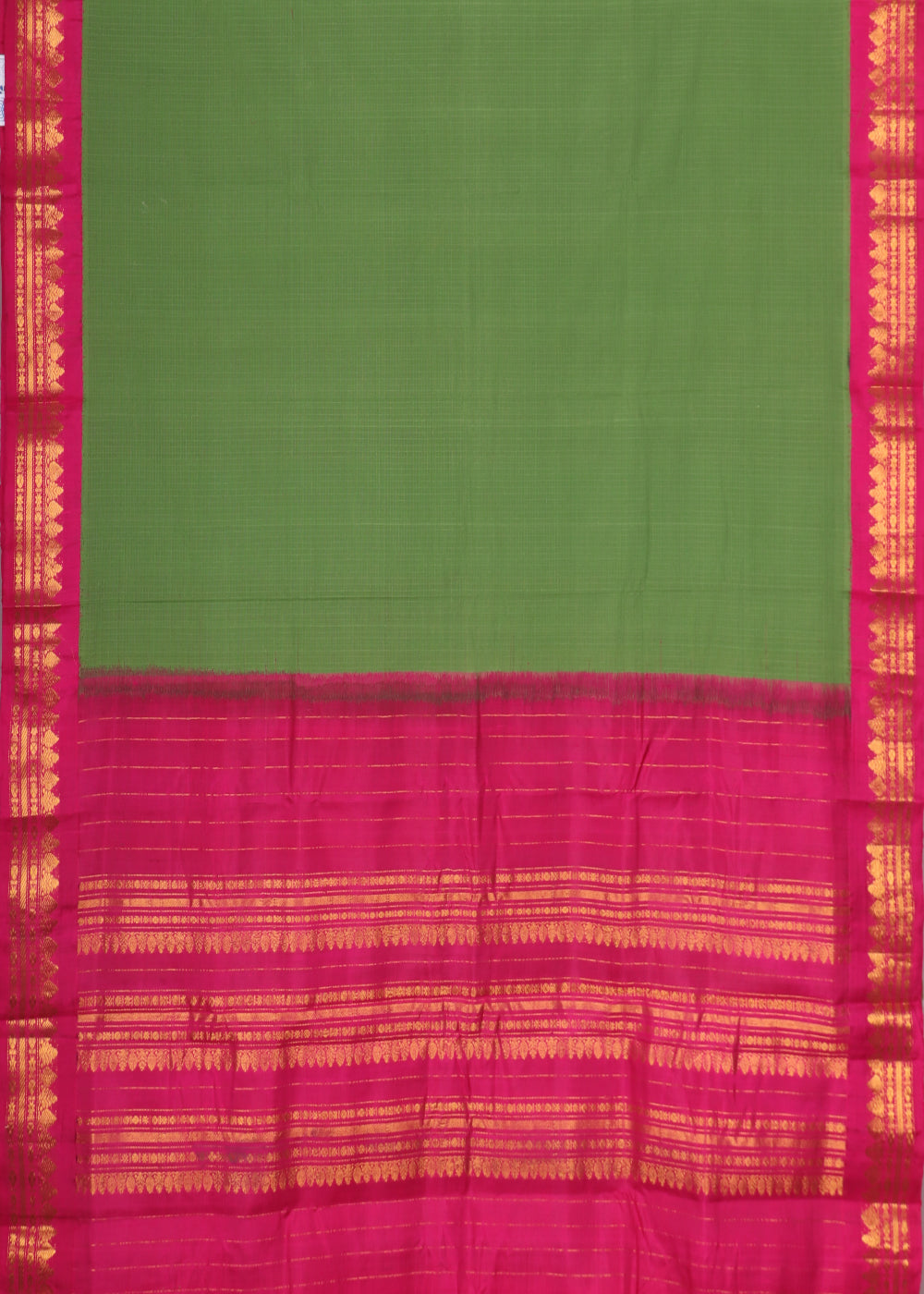 Fern green color Gadwal cotton saree