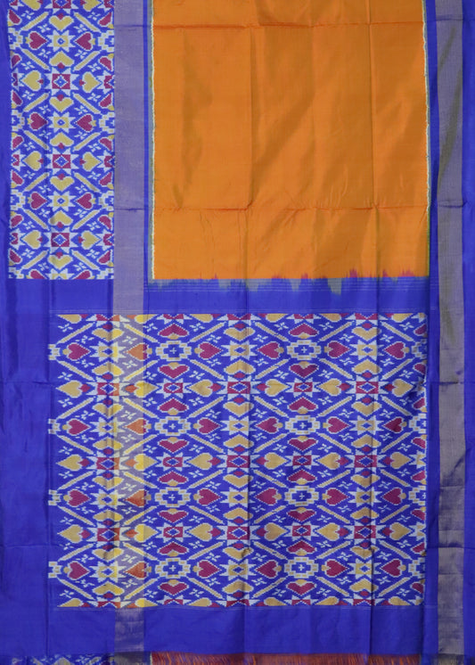 Tangerine orange color handloom rajkot silk saree