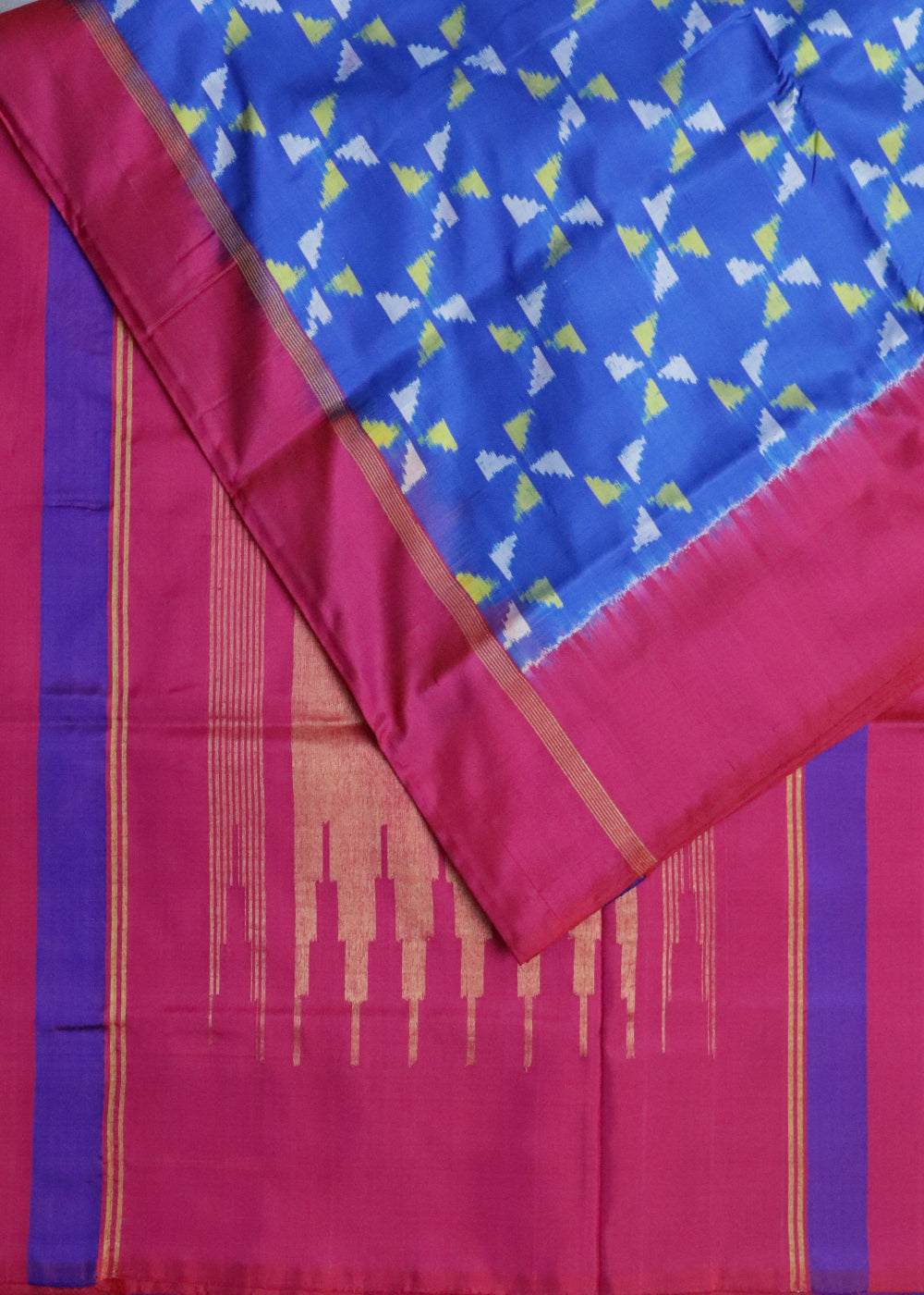 Sapphire blue color handloom rajkot silk saree