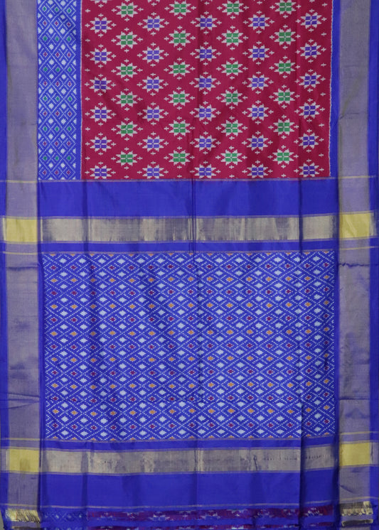 Dark ruby pink color handloom rajkot silk saree