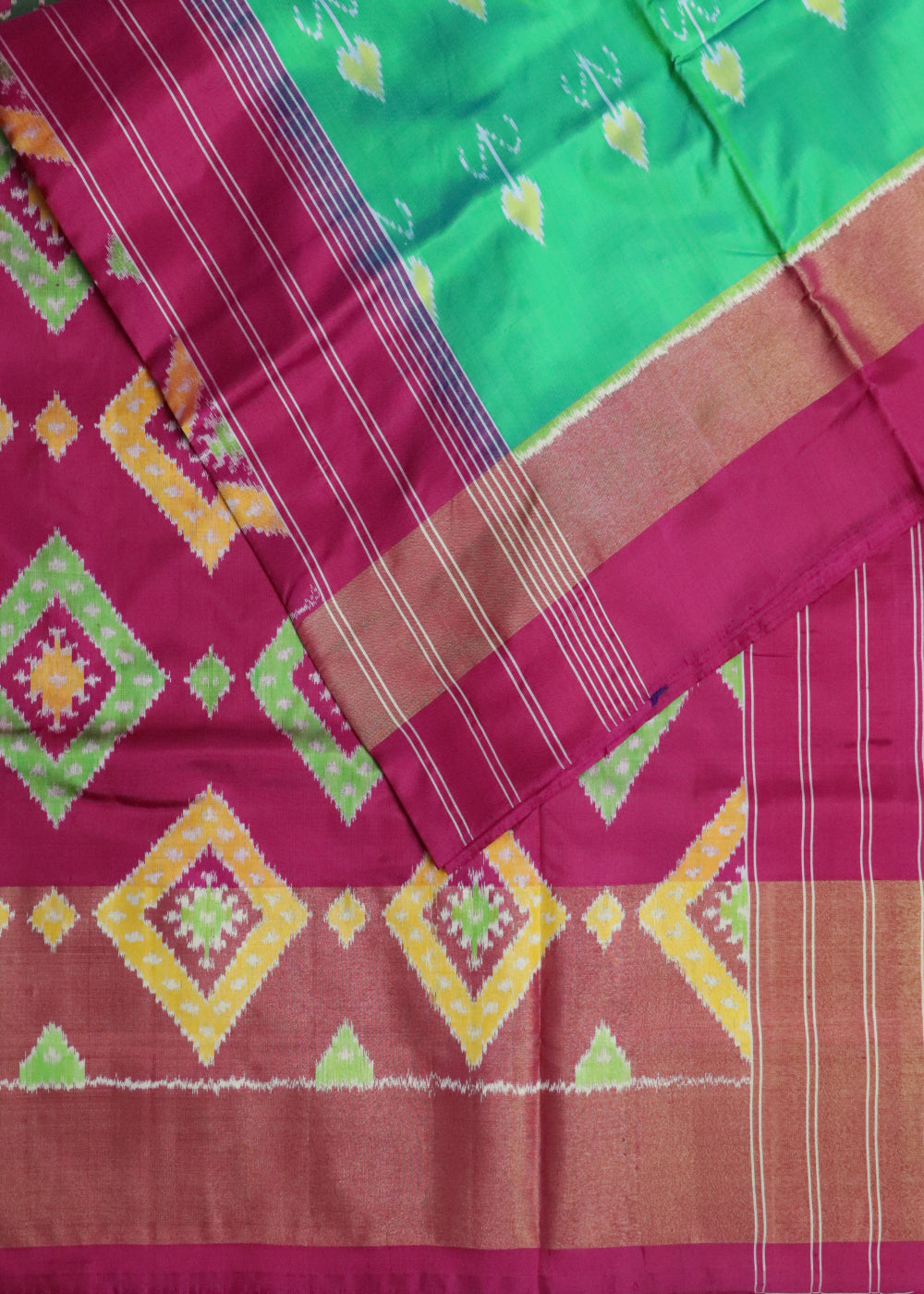 Emerald green color handloom rajkot silk saree