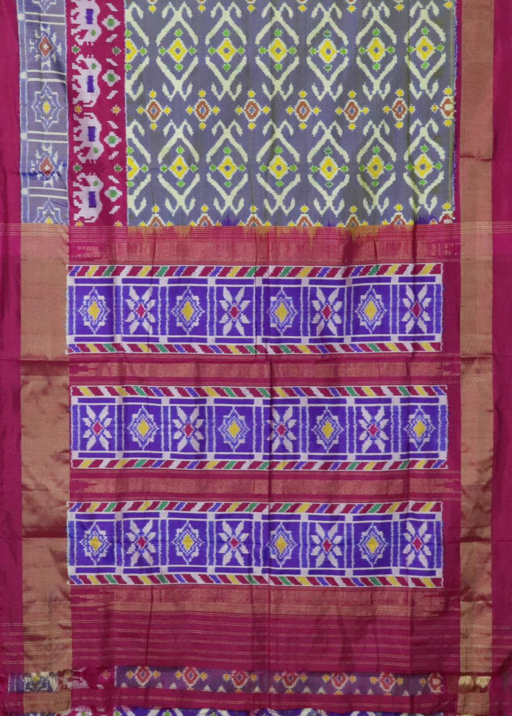 Multi-shade color handloom rajkot silk saree