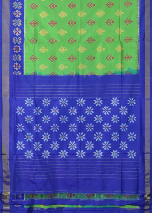 Kelly green shade color handloom rajkot silk saree