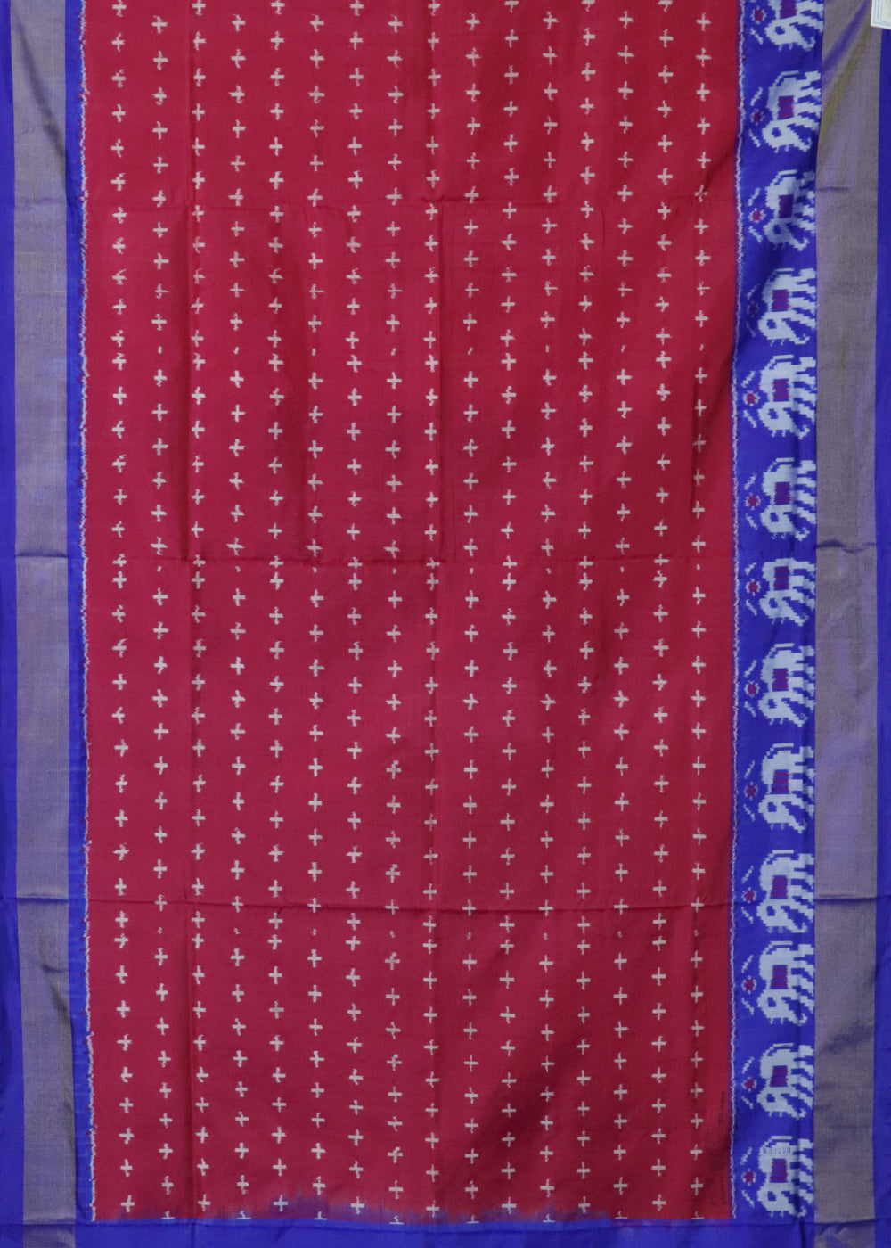 U.S. Flag red shade color handloom rajkot silk saree