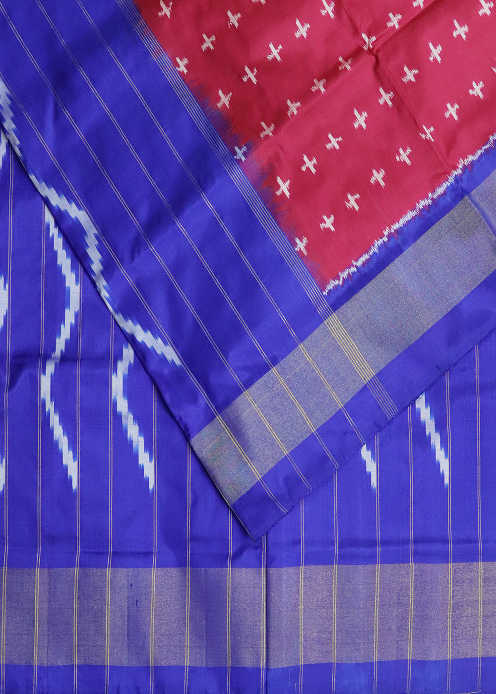 U.S. Flag red shade color handloom rajkot silk saree