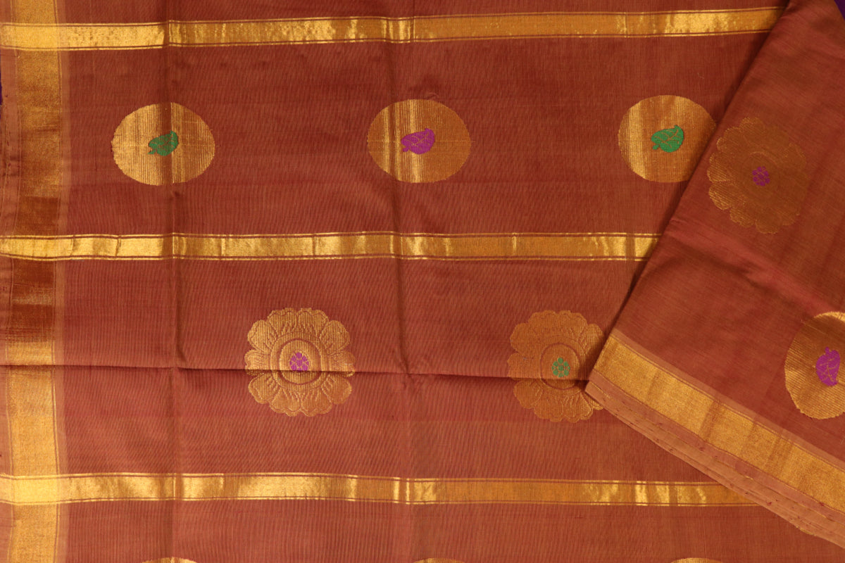 Amber orange handloom Rajahmundry fancy cotton saree