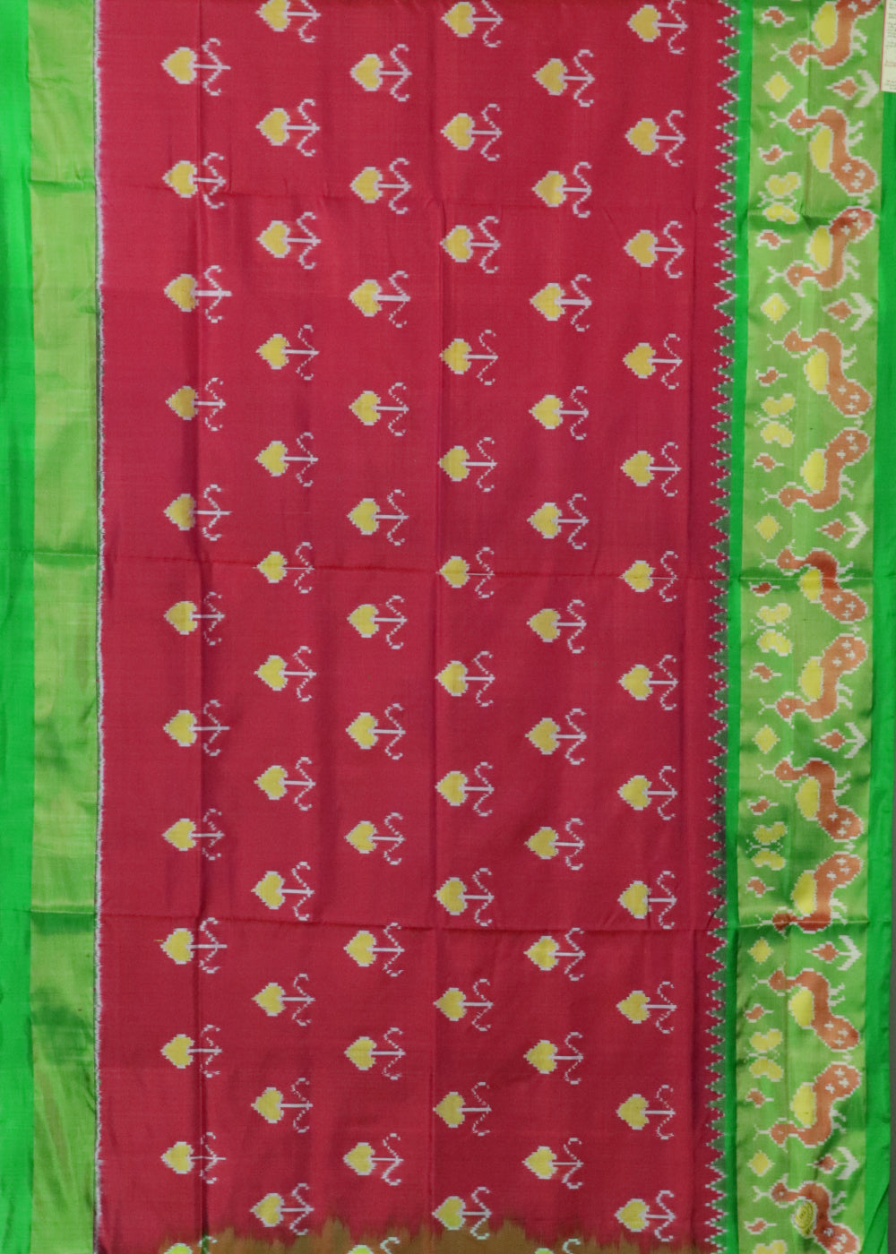 Raspberry red color handloom rajkot silk saree