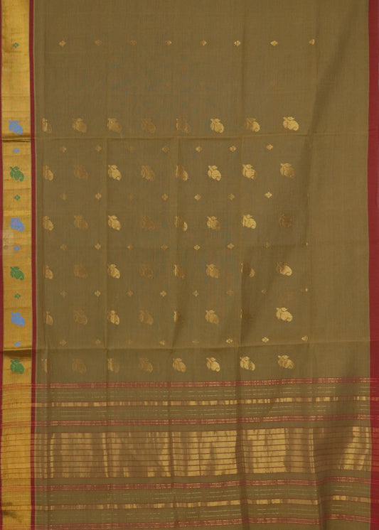 Coffee brown color handloom venkatagiri cotton saree