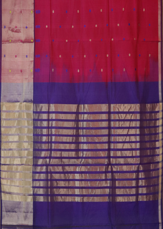 Ruby pink color handloom venkatagiri sico saree