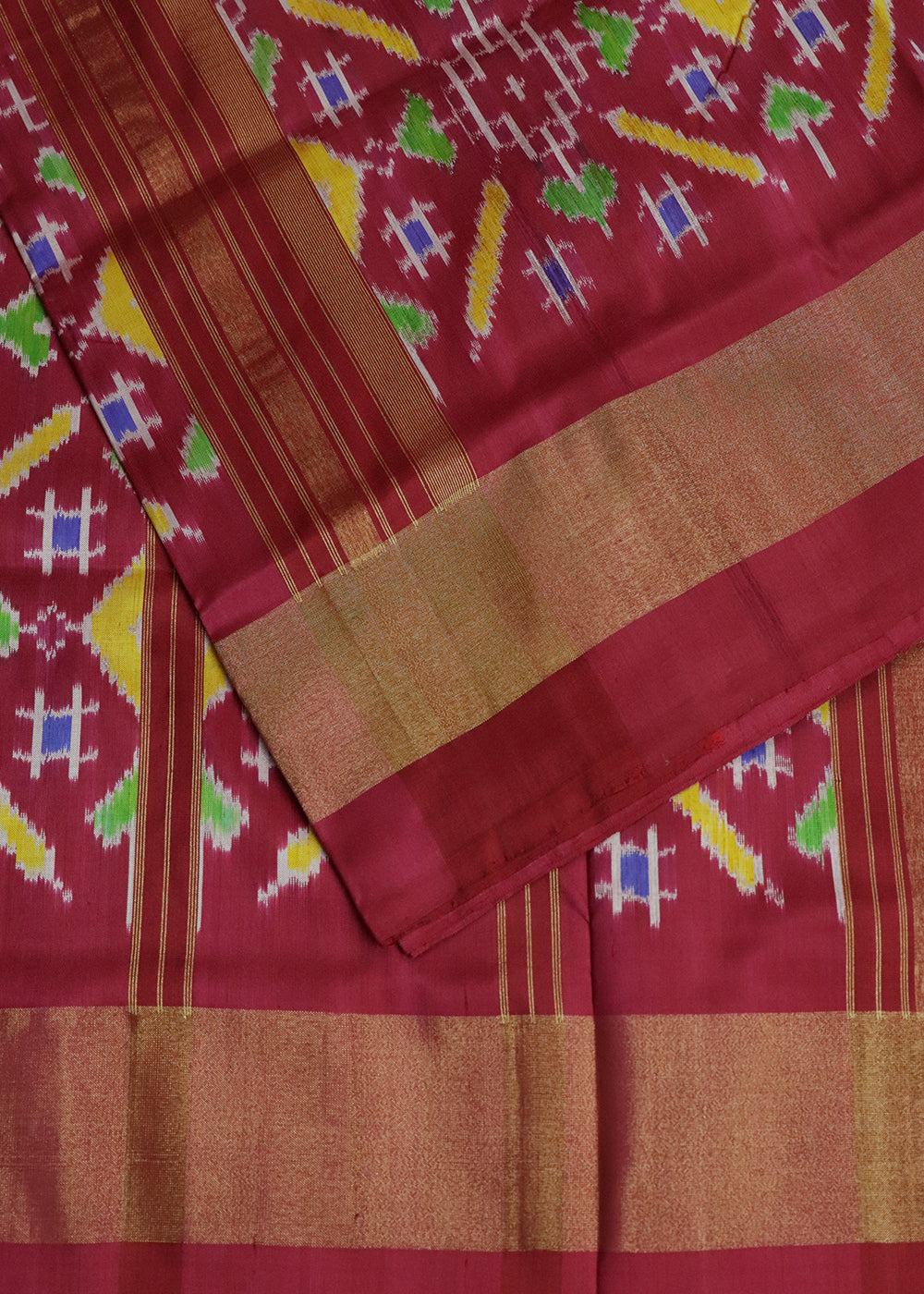 Maroon red color handloom rajkot silk saree