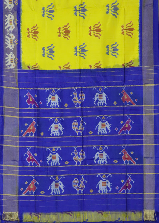 Yellow color handloom rajkot silk saree