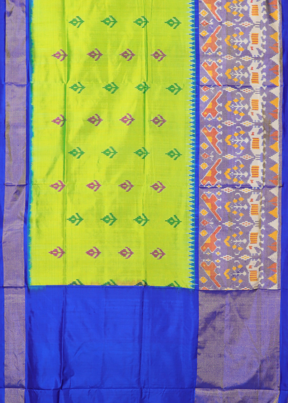 Kelly green color handloom rajkot silk saree