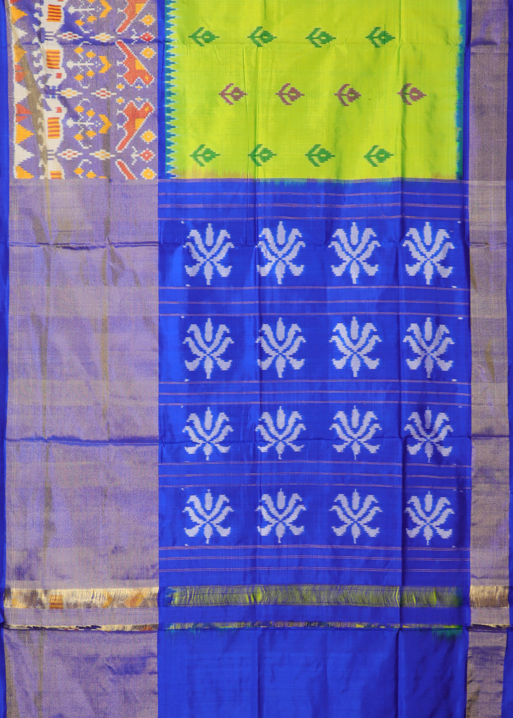 Kelly green color handloom rajkot silk saree