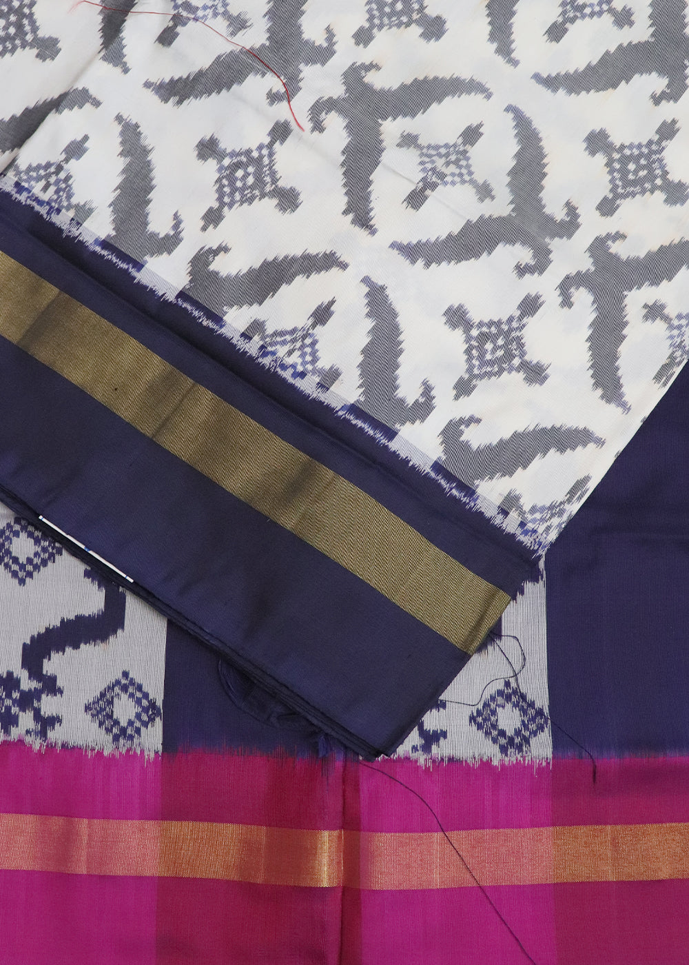 Half-white color handloom rajkot silk saree