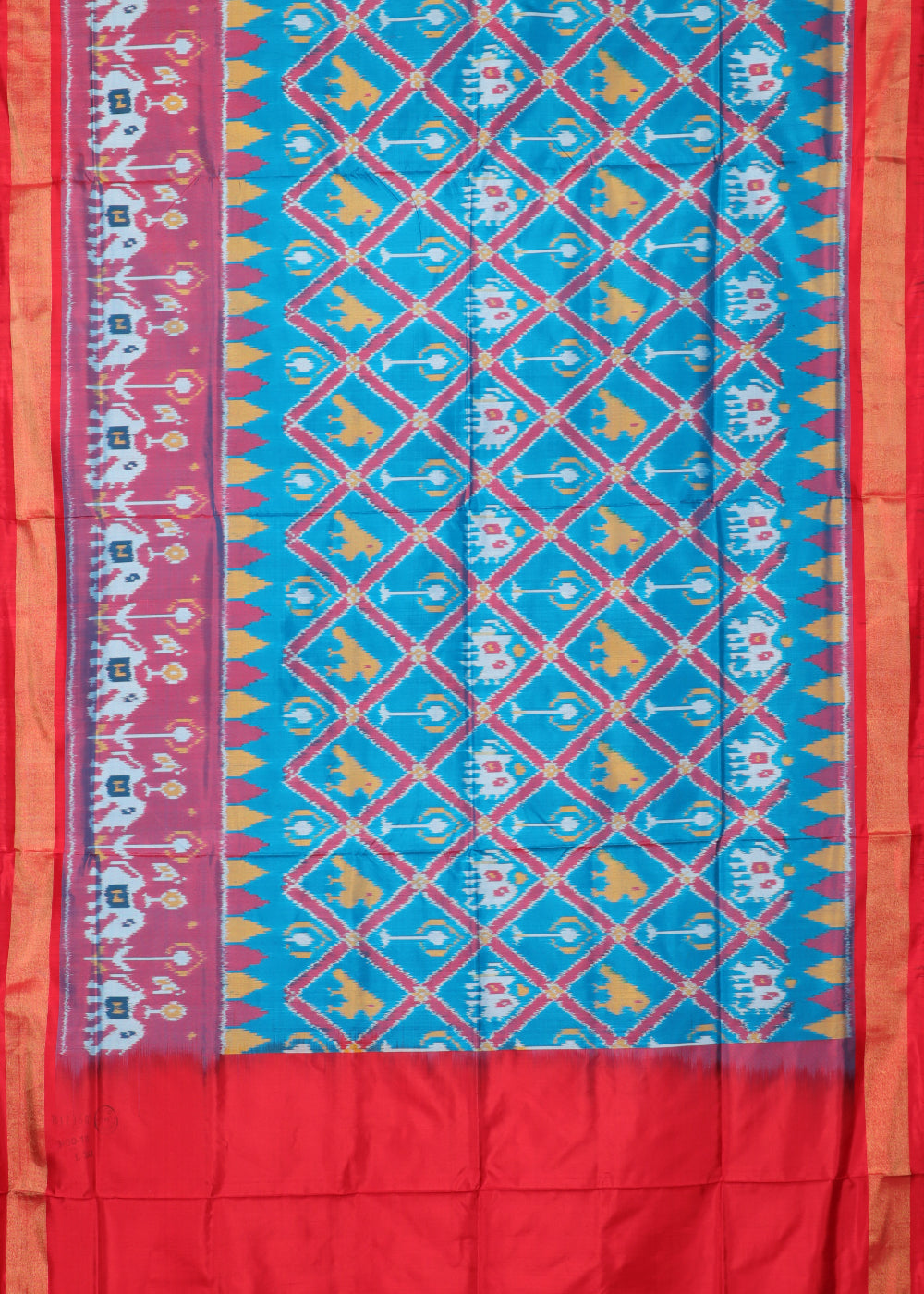 Olympic blue color handloom rajkot silk saree