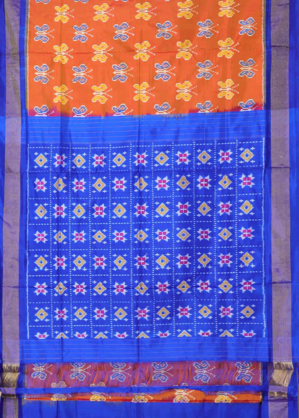 Multi-shade color handloom rajkot silk saree