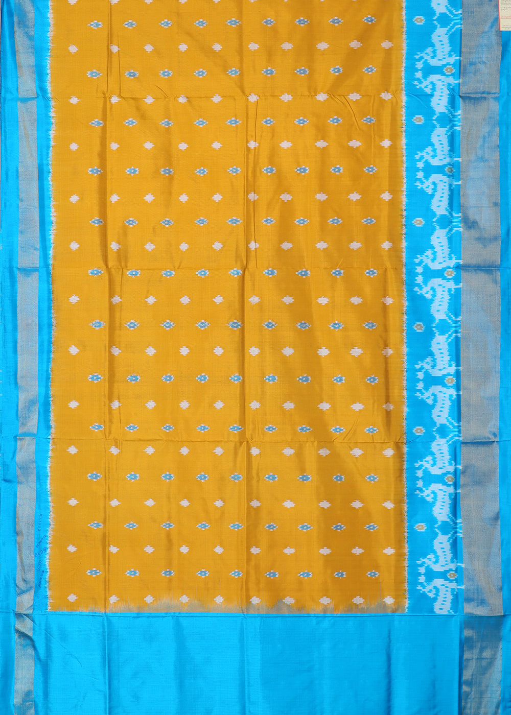 Goldenrod color handloom rajkot silk saree